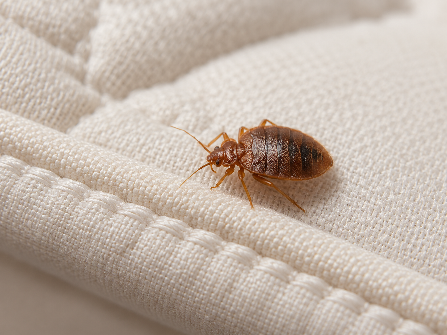 Close view of a bed bug on fabric